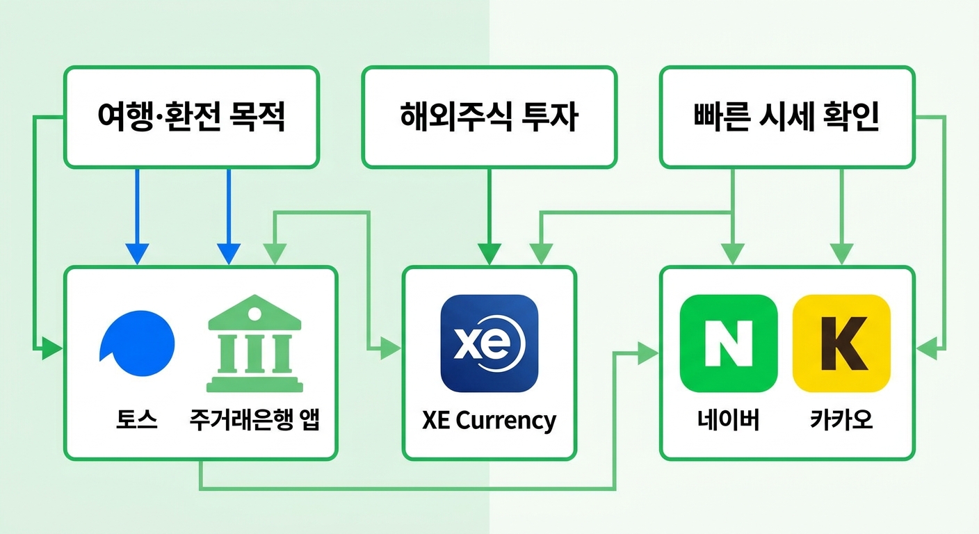 목적별 환율조회 앱 추천 인포그래픽