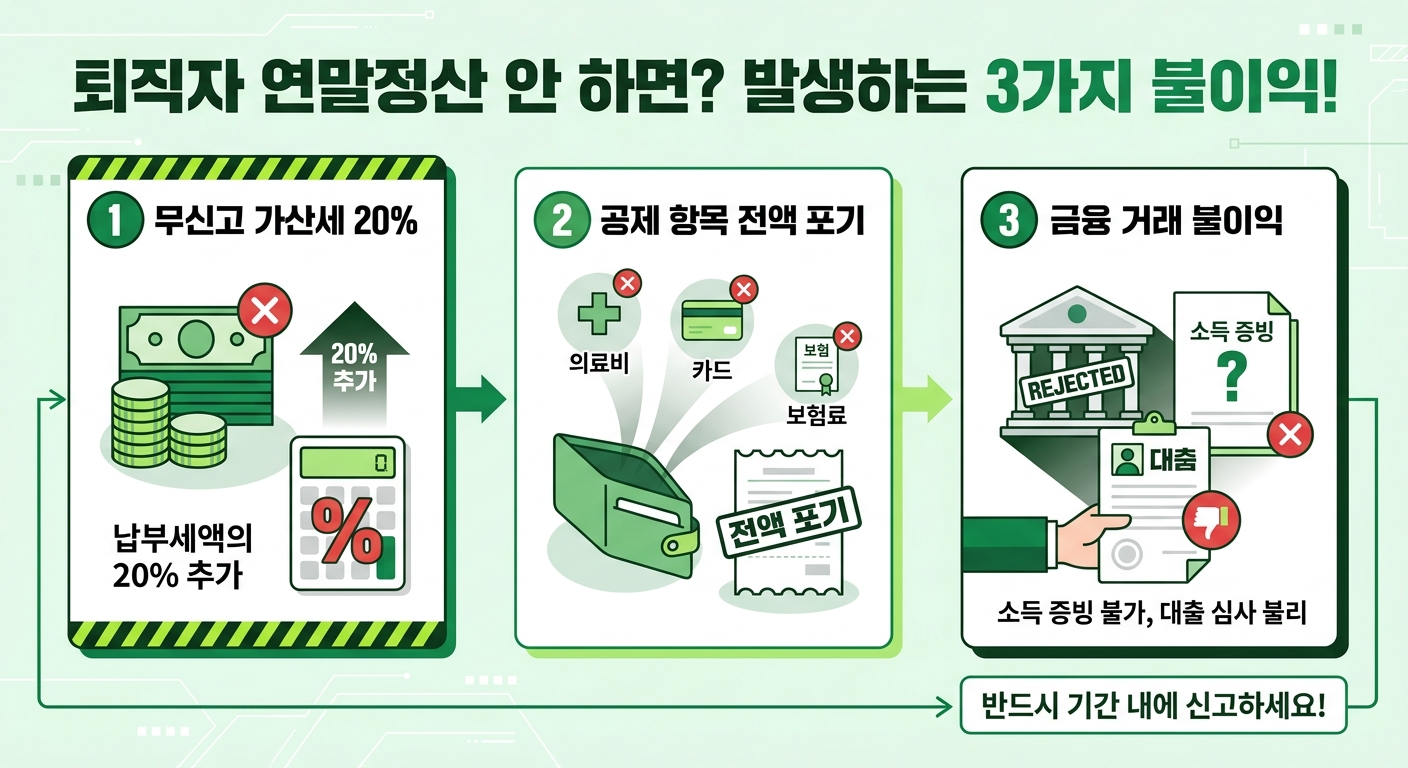 퇴직자 연말정산 미신고 시 불이익 3가지 정리 인포그래픽