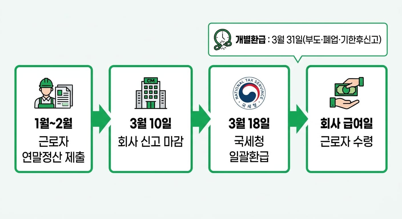 연말정산 환급금 지급일 흐름도