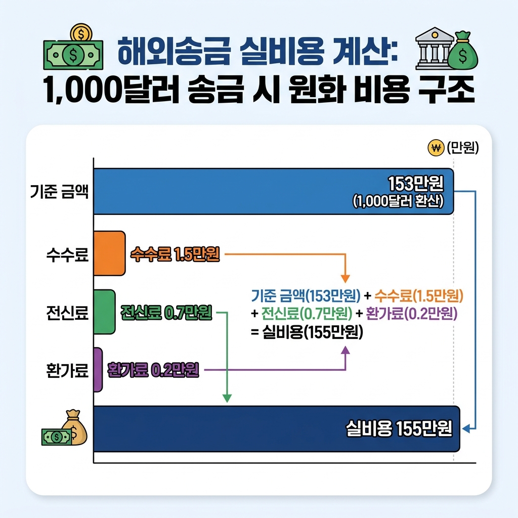 해외송금 실비용 계산 구조 인포그래픽