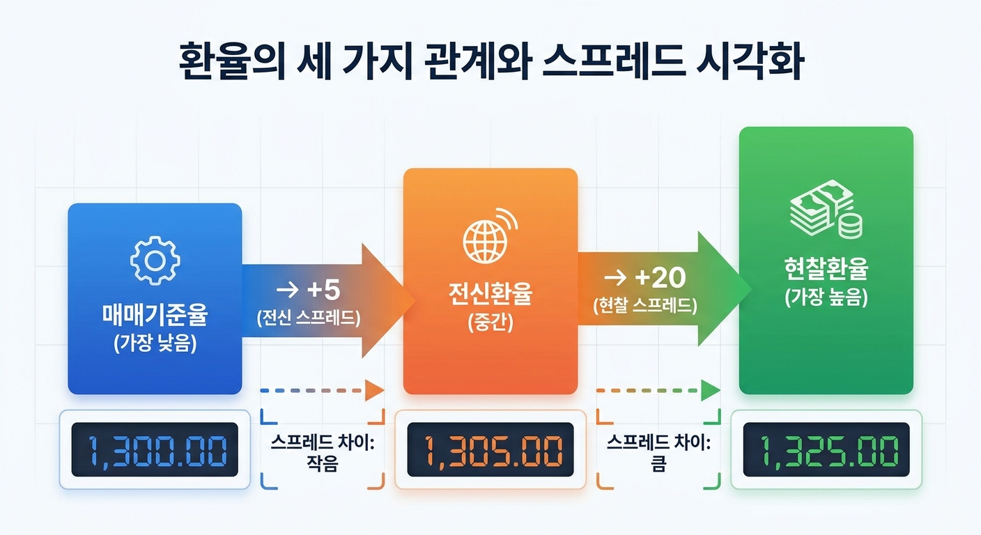 매매기준율 전신환율 현찰환율 비교 인포그래픽