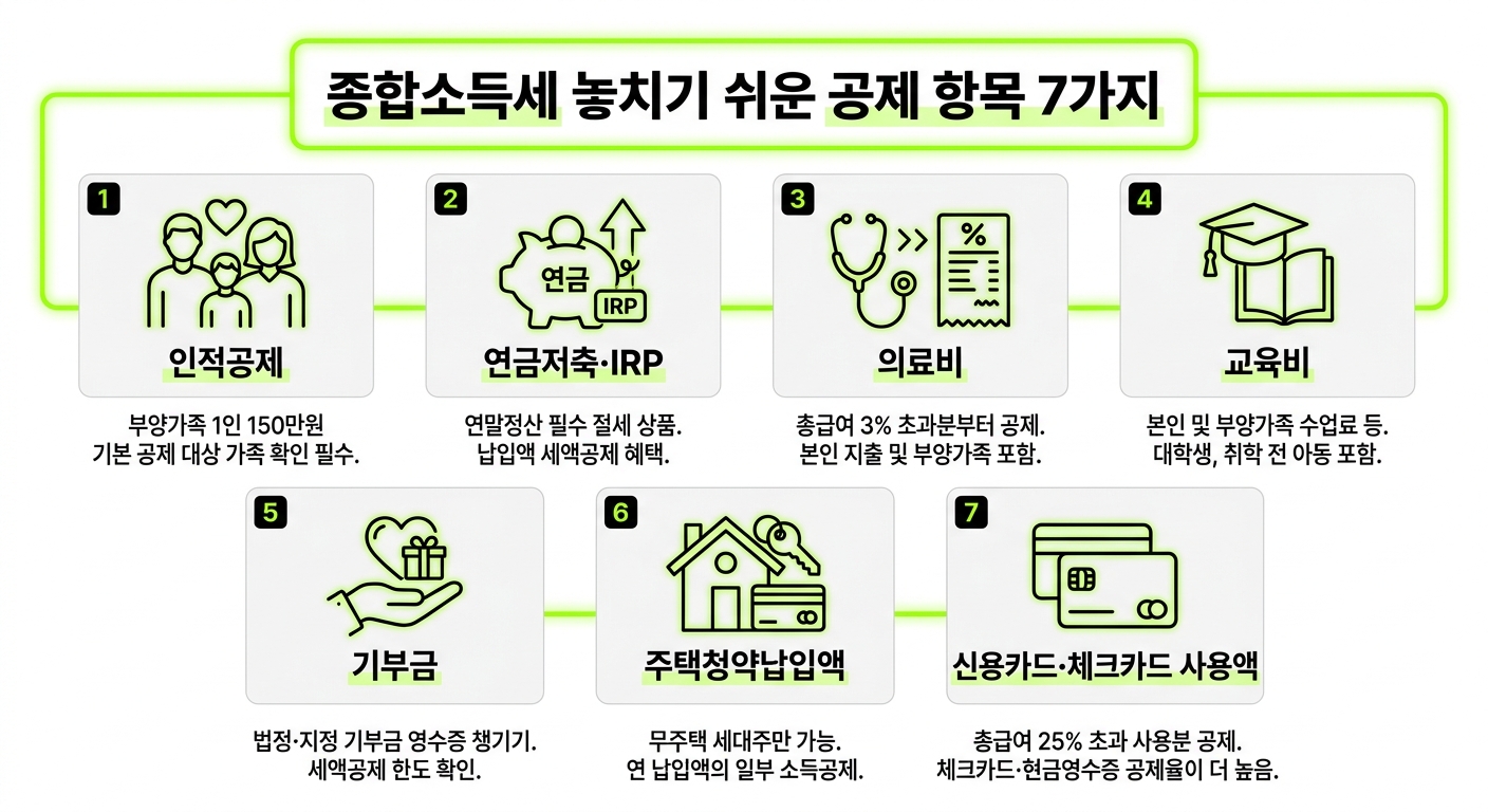 종합소득세 공제 항목 7가지 체크리스트