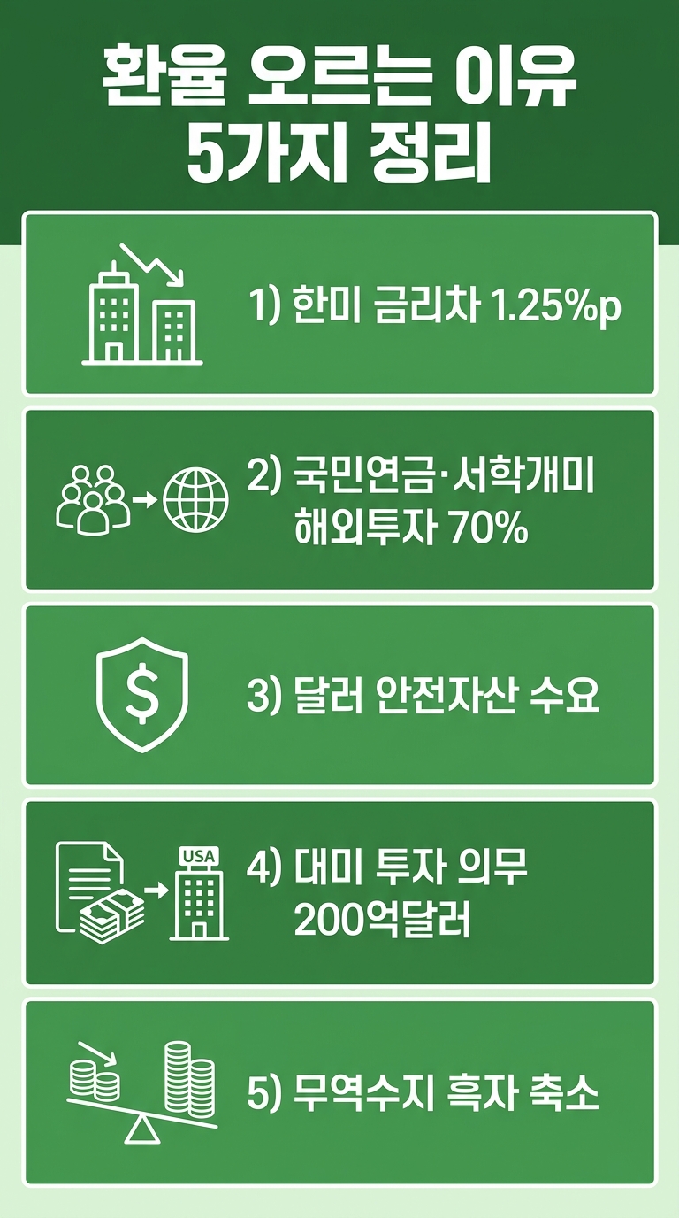 원달러 환율 오르는 이유 5가지 요약 인포그래픽