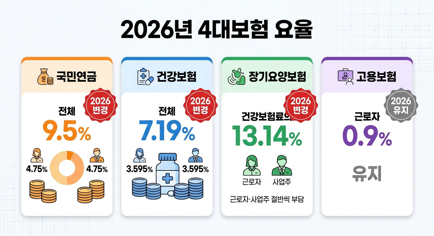 2026년 4대보험 요율 변경 정리 인포그래픽
