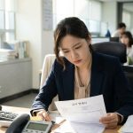 월급명세서를 확인하는 직장인