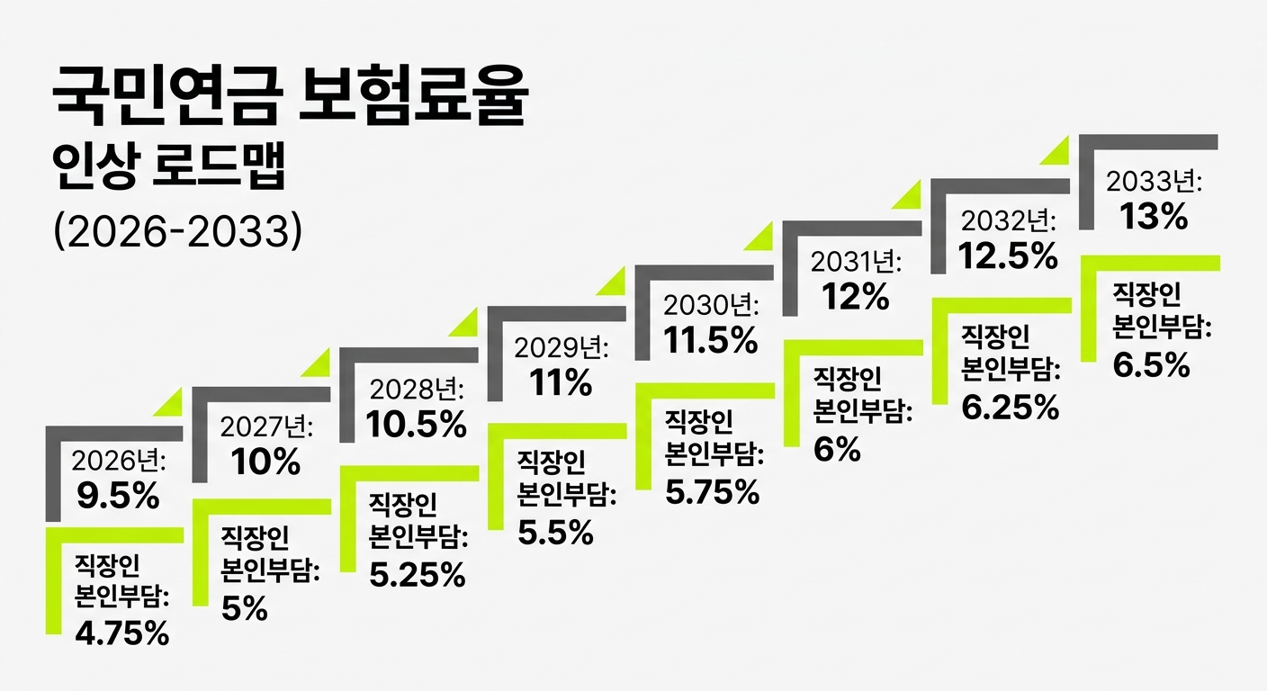국민연금 보험료율 2026~2033년 인상 로드맵